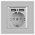 Розетка 1-м СП Accent 6-410-03 16А IP20 250В P+E Schuko + 2хUSB защ. шторки алюм. Intro Б0063694