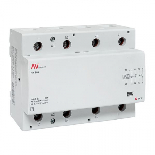 Контактор модульный КМ 80А 2NO+2NC 230В AC (6 мод.) AVERES EKF km-av-6-80-22-230V Контактор модульный КМ 80А 2NO+2NC 230В AC (6 мод.) AVERES EKF km-av-6-80-22-230V