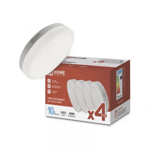 Лампа светодиодная LED-GX53-VC 4PACK 12Вт 4000К нейтр. бел. 1140лм 230В (уп.4шт) IN HOME 4690612052960 Лампа светодиодная LED-GX53-VC 4PACK 12Вт 4000К нейтр. бел. 1140лм 230В (уп.4шт) IN HOME 4690612052960