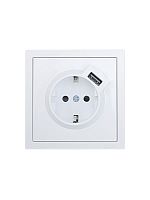Розетка 1-м ZIMA IP20 + USB с заземл. механизм бел. LEZARD 704-0288-181