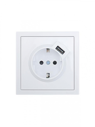Розетка 1-м ZIMA IP20 + USB с заземл. механизм бел. LEZARD 704-0288-181 Розетка 1-м ZIMA IP20 + USB с заземл. механизм бел. LEZARD 704-0288-181
