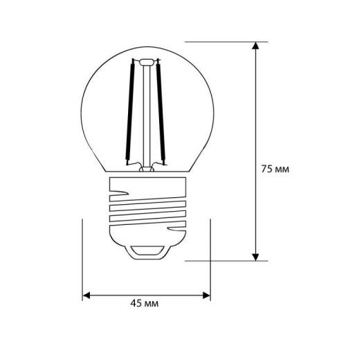 Лампа светодиодная филаментная LED12-G45-FL/845/E27 12Вт шар прозрачная 4500К бел. E27 207-244В Camelion 13715 фото 2
