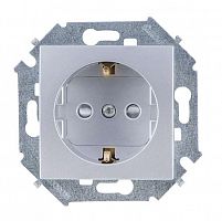 Розетка 1-м СП Simon 15 16А IP20 250В с заземл. винтов. клеммы механизм алюм. Simon 1591432-033