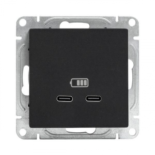 Розетка 2-м СП Эпика USB-C механизм черн. EKF UP1-SOB-2USBC фото 2 Розетка 2-м СП Эпика USB-C механизм черн. EKF UP1-SOB-2USBC фото 2