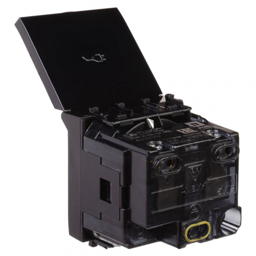 Розетка 1-м 2мод. Avanti "Черный квадрат" 16А IP44 2P+E защ. шторки с крышкой черн. DKC 4402012 фото 4