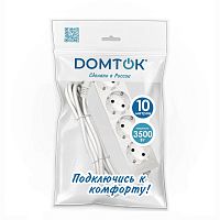 Удлинитель 4х10м с заземл. 16А IP20 3.5кВт ПВС 3х1 бел. DOMTOK 2395