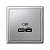 Розетка USB ArtGallery тип C 65Вт QC PD высокоскор. ЗУ механизм алюм. SE GAL000327