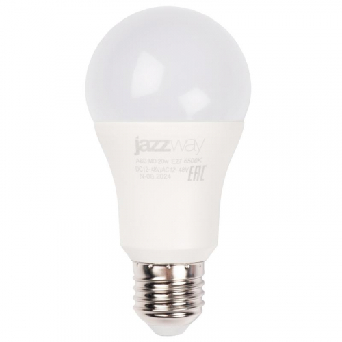 Лампа светодиодная низковольтная PLED-A60 MO 20Вт 6500К холод. бел. E27 12-48В AC/DC Pro JazzWay 5050655