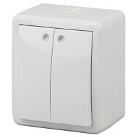 Выключатель 2-кл. ОП Эра Эксперт 10А IP54 11-1405-01 250В 10AX с подсветкой бел. Эра Б0020677