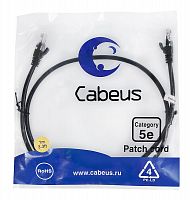 Патч-корд U/UTP кат.5E PC-UTP-RJ45-Cat.5e-1m-BK-LSZH 2xRJ45/8p8c неэкранир. LSZH 1м черн. Cabeus 9537c