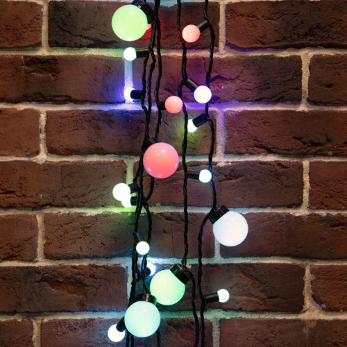 Гирлянда светодиодная "Мультишарики" 10м d17.5мм d23мм d45мм 80LED RGB 10Вт 220-240В IP65 провод ПВХ черн. Neon-Night 303-589
