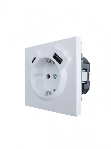 Розетка 1-мест. с/з Type-C+USB разъем СП ZIMA бел. LEZARD 704-0288-181TC фото 4