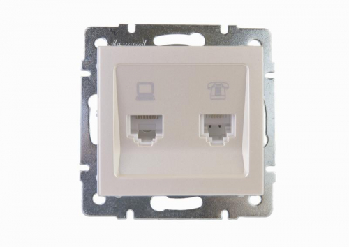Розетка компьютерная + телефонная 2-м Rain RJ45 + RJ11 механизм жемчуж./бел. перламутр. LEZARD 703-3088-143 Розетка компьютерная + телефонная 2-м Rain RJ45 + RJ11 механизм жемчуж./бел. перламутр. LEZARD 703-3088-143