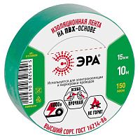 Изолента ПВХ 15ммх10м зел. ЭРА C0036555