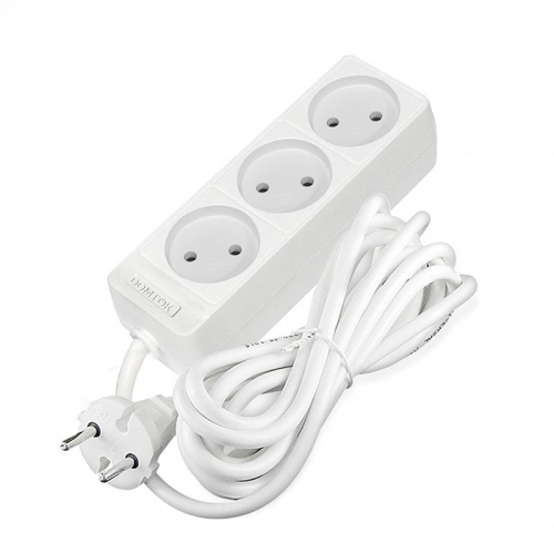 Удлинитель 3х3м без заземл. 10А IP20 2.2кВт ПВС 2х1 бел. DOMTOK 2351 фото 3