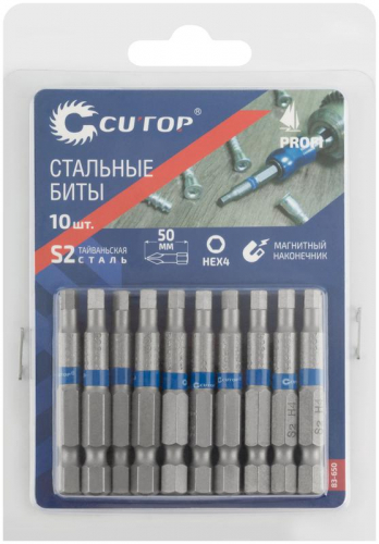 Бита стальная Profi HEX4 50мм (уп.10шт) Cutop 83-650 фото 3 Бита стальная Profi HEX4 50мм (уп.10шт) Cutop 83-650 фото 3