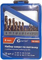 Набор сверл по металлу ПРОФИ/Profi 2-8мм (через 0.5мм) с кобальтом 5% в метал. коробке (13 предметов) Cutop 48-603