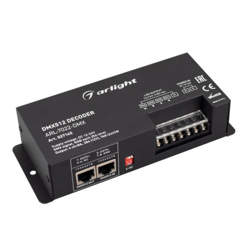 Декодер ARL-7022-DMX (12-24В 4х8А DMX512 XLR3) (IP20 металл) Arlight 027145 Декодер ARL-7022-DMX (12-24В 4х8А DMX512 XLR3) (IP20 металл) Arlight 027145