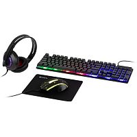 Комплект клавиатура и мышь DX850 игровые 1200-3600dpi + коврик + гарнитура черн. Intro Б0056141