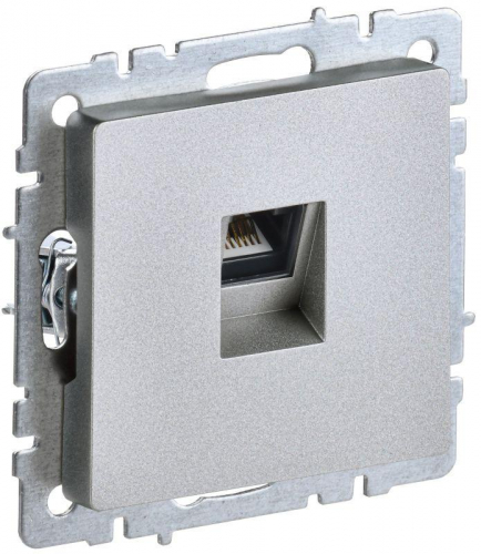 Розетка компьютерная СП RJ45 кат.6 BRITE РК11-БрА механизм алюм. IEK BR-K10-2-K47