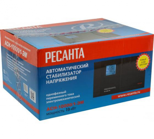 Стабилизатор напряжения АСН-10000/1-ЭМ 1ф 10кВт IP20 электромех. Ресанта 63/1/8 фото 2