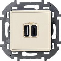 Устройство зарядное Inspiria с 2-мя USB разьемами A и C 240В/5В 3000мА сл. кость IEK 673761