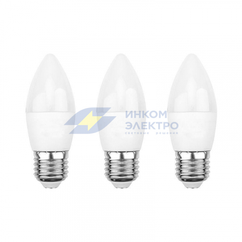 Лампа светодиодная 7.5Вт CN свеча 2700К E27 713лм (уп.3шт) Rexant 604-020-3 фото 2