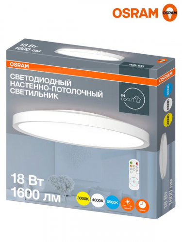 Светильник светодиодный CL RCMS 18Вт 840 WT 18Вт 3000/4000/6500К IP20 1620лм ДПО DIM потолочн. кругл. с пультом дистанционного управления бел. OSRAM 4607194231539 фото 10
