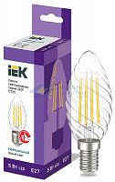 Лампа светодиодная филаментная 360° 5Вт CT35 свеча витая 4000К E27 230В IEK LLF-CT35-5-230-40-E27-CL