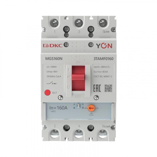 Выключатель автоматический в литом корпусе YON MGS160 3P 128-160А 36кА YON MGS160N-3TAMF0160 фото 2