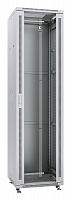 Шкаф монтажный телекоммуникационный напольный SH-05C-47U60/80 19дюйм для распред. и серверн. оборудования 47U 600х800х2277мм передн. стеклян. и задн. сплошн. метал. двери ручка с замком сер. (RAL 7035) Cabeus 7863c