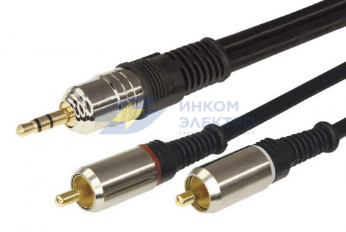 Шнур 3.5 Stereo Plug - 2RCA Plug 1.5м (GOLD) металл Rexant 17-4222