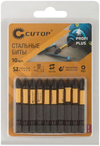 Набор торсионных бит ПРОФИ ПЛЮС/Profi Plus PZ2 50мм (уп.10шт) Cutop 84-495 фото 3