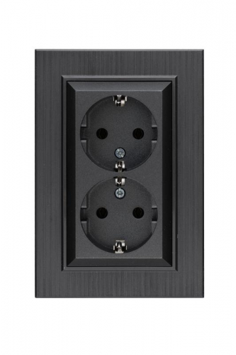 Розетка 2-я Karea LINE STAR с заземл. дым. металлик Makel 86050082 Розетка 2-я Karea LINE STAR с заземл. дым. металлик Makel 86050082