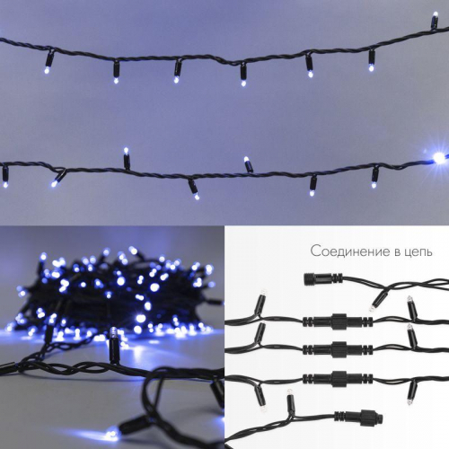 Гирлянда светодиодная "Нить" 20м 200LED син. 230В IP67 эффект мерцания провод каучук черн. соединяется нужен шнур 315-000 Neon-Night 315-173 фото 2