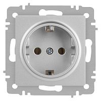 Розетка 1-м СП Accent 6-202-03 16А IP20 250В 2P+E Schuko алюм. Intro Б0063686