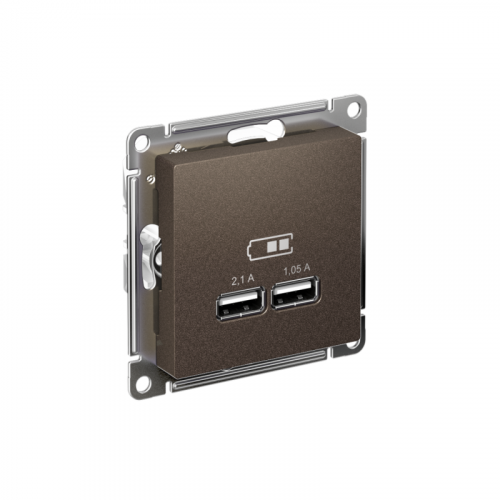 Розетка USB AtlasDesign тип A+A 5В 1х2.1А 2х1.05А механизм мокко SE ATN000633