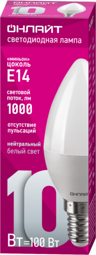 Лампа светодиодная 61 957 OLL-C37-10-230-4K-E14-FR 10Вт свеча 4000К нейтр. бел. E14 1000лм 176-264В ОНЛАЙТ 61957 фото 2