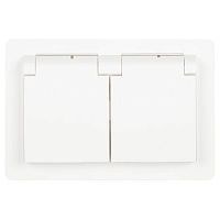 Розетка 2-м СП Style 7-210-01 16А IP44 250В 2х2P+E Schuko защ. шторки с крышкой бел. Intro Б0062873