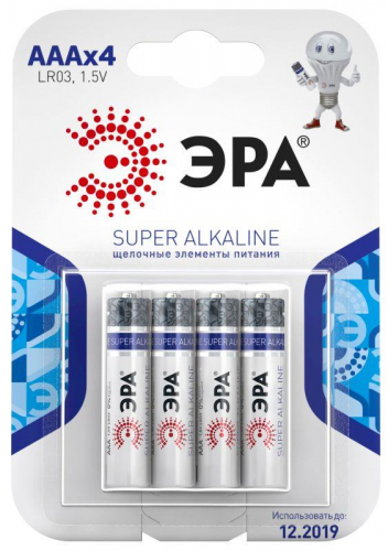 Элемент питания алкалиновый AAA/LR03 LR03-4BL (блист.4шт) Эра C0038451 Элемент питания алкалиновый AAA/LR03 LR03-4BL (блист.4шт) Эра C0038451