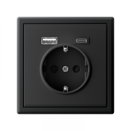 Розетка ArtGallery 16А с 2-мя заряд. устройствами USB A+C 5В/2.4А/3А 2х5В/1.5А механизм карбон SE GAL001032 фото 3