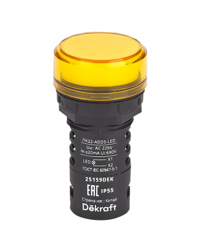 Лампа коммутационная ADDS ЛК-22 d22 220В AC IP55 LED желт. DEKraft 25159DEK Лампа коммутационная ADDS ЛК-22 d22 220В AC IP55 LED желт. DEKraft 25159DEK
