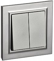 Выключатель 2-кл. СП BRITE ВСР10-2-0-БрС 10А в сборе сталь IEK BR-V20-0-10-K46-F