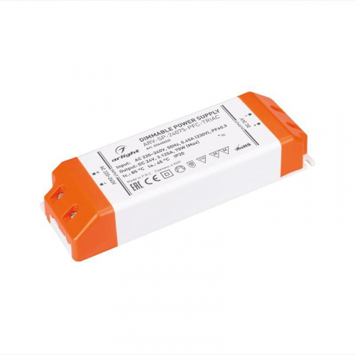 Блок питания ARV-SP-24075-PFC-TRIAC (24В 3.1А 75Вт) IP20 пластик Arlight 026406(2) Блок питания ARV-SP-24075-PFC-TRIAC (24В 3.1А 75Вт) IP20 пластик Arlight 026406(2)