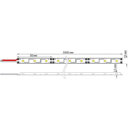 Лента светодиодная SMD3528 4.8Вт/м 60LED/м IP23 12В (уп.5м) бел. Lamper 141-335 фото 4
