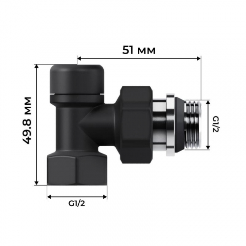 Набор термостатический угловой Design 1/2дюйм М30х1.5 черн. Royal Thermo НС-1640381 фото 6