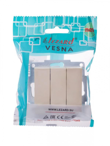 Выключатель 3-кл. СП Vesna механизм крем. LEZARD 742-0388-109 Выключатель 3-кл. СП Vesna механизм крем. LEZARD 742-0388-109