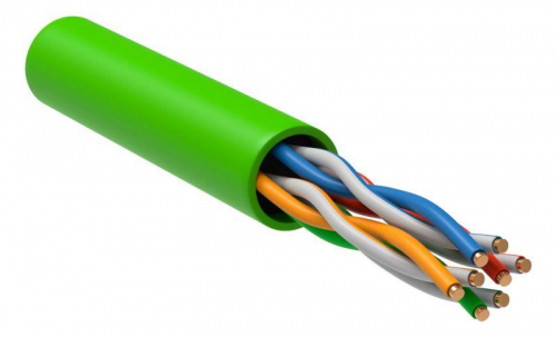 Кабель витая пара U/UTP кат.5E 4х2х24AWG solid LSZH нг(А)-HFLTx зел. (305м) (м) ITK LC1-C5E04-122