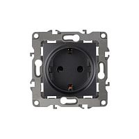 Розетка 1-м СП Эра12 12-2001-05 16А IP20 16AX 250В 2P+E Schuko без монтаж. лапок механизм антрацит Эра Б0014685