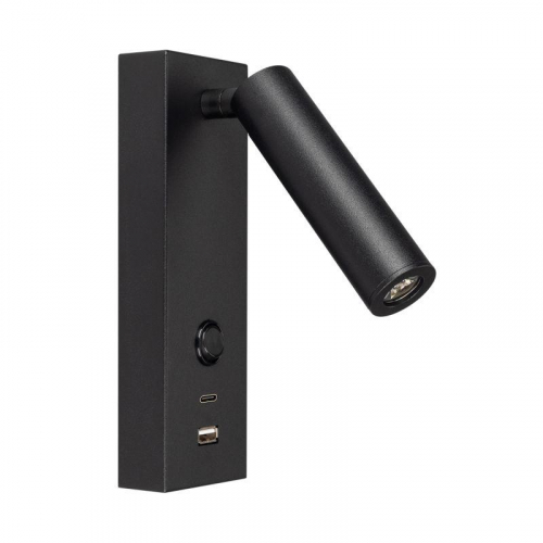 Светильник светодиодный SP-BED-CHARGE-S60x125-3W Warm3000 (BK 20 deg 230В USB-A USB-C) IP20 металл Arlight 029629(1)